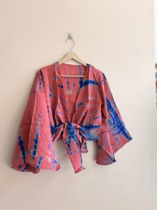 Blusa de seda con efecto tie-dye para mujer, sin mangas, holgada, estilo bohemio, para primavera/verano, sin cuello, sin tirantes - Product Image 5