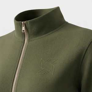 Women's Olive Green 2 Piece Knitted Tracksuit Full Sleeve Zipper <b>Top</b> Jogger Pants Casual Sportswear Set All Seasons - Product Image 4