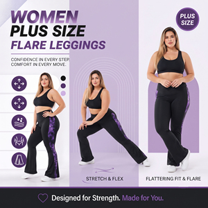 <b>Flare</b> Leg Printed <b>leggings</b> Women's High Waist Compression Pants Gym Training Slimming Trousers Ladies Plus Size <b>Flare</b> <b>Legging</b> - Product Image 4
