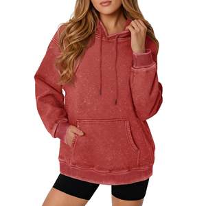 Sweat à capuche pour femme de qualité supérieure, 380 GSM, 100% coton, tissu éponge français, impression de logo OEM personnalisée, broderie, lavage à l'acide, coupe ample - Product Image 1