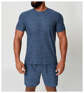 Ensemble de shorts décontractés pour hommes Ville Sports, été, uni, en spandex/coton, tricoté, respirant, 300g, séchage rapide, vêtements de sport pour la gym et le fitness - Product Image 2