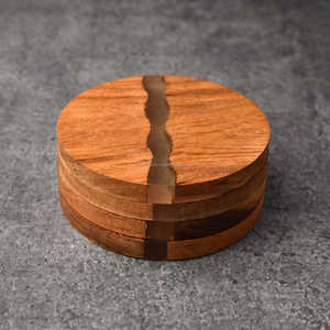 Ensemble de sous-verres en résine et bois rond et carré porte-gobelet sous-verre à thé salle à manger cuisine élégante accessoires de vie - Product Image 2