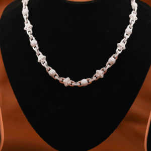 Cadena cubana de eslabones con diamante de moissanita de corte redondo, collar unisex de eslabones de bola estilo hip-hop para fiestas y uso casual - Product Image 1