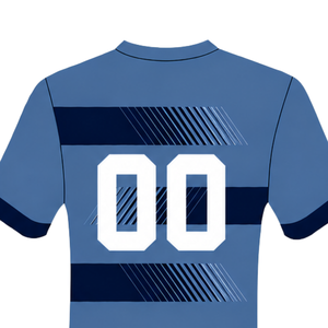 Steel Blue Navy Rugby <b>Jersey</b> <b>Short</b> Sleeve Crew Neck Striped Team Uniform Custom Breathable Training Performance Athletic Sports - Product Image 4