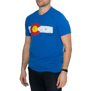 Camiseta Azul de Manga Corta para Hombre con Estampado de la Bandera de Colorado, Cuello Redondo, Corte Regular Informal, 100% Algodón Jersey Transpirable - Product Image 4