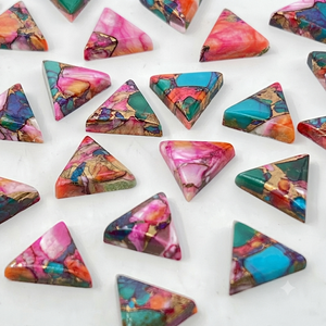 Cabochon triangulaire en dahlia violet épineux et turquoise cuivrée, pierre précieuse en vrac pour la fabrication de bijoux - Product Image 4