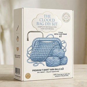 Kit de Matériaux DIY pour Sac Nuage – Ensemble de Fabrication de Sac à Main en Fil T-shirt Épais au Crochet Manuel avec Cadre de Fermeture Métallique de 7,5 po – Cadeau Idéal pour Femme Débutante - Product Image 4
