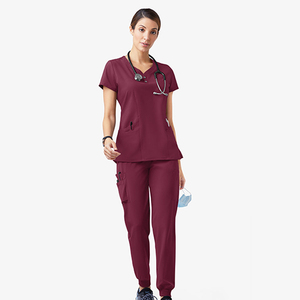 Uniformes Médicos para Mujer al por Mayor, Manga Corta, Múltiples Bolsillos, Cuello en V, 72% Poliéster/21% Rayón/7% Elastano, Tela de Rizo, para Hospital - Product Image 6