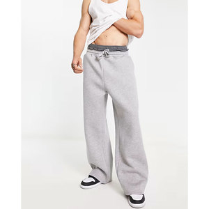 2026 New Arrival Custom Logo Heavyweight <b>Oversized</b> Baggy Sweatpants Double Layer Cotton <b>Joggers</b> Men Vintage Style - Product Image 1