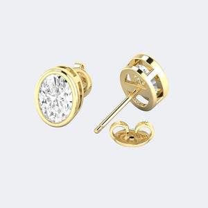 OBERON JEWELS - Pendientes de Diamantes Cultivados en Laboratorio con Corte Ovalado de 1.00 CTW, Engastados en Bisel, Oro de 9K, Color E-F, Claridad VS2, Certificados por IGI, Lujo - Product Image 4