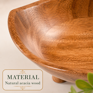 Bol à salade sur piétement en bois d'acacia naturel, fait main, pour fruits, collations, décoration de cuisine, bol de présentation, écologique - Product Image 4