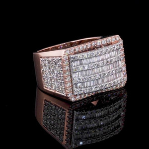 Anillo de Compromiso de Plata de Ley 925 con Diamantes Moissanite de Corte Baguette y Redondo, Estilo Hip Hop, Media Eternidad, para Joyería de Boda Masculina - Product Image 2