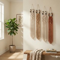 Set Makrame Gantung Dinding Buatan Tangan (3 Buah) Sempurna Untuk Dekorasi Dinding, Penataan Acara, dan Hadiah, Aksen Rumah Bergaya Boho Dari India