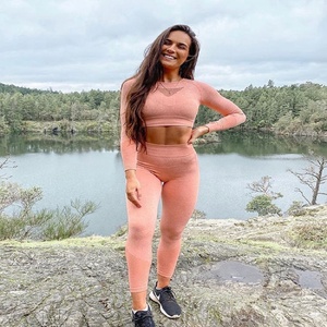 Ropa Deportiva para Mujer, Año Nuevo 2021, Cintura Alta, Manga Larga, Secado Rápido, Antibacteriana, Sin Costuras, Sujetador Deportivo para Yoga - Product Image 6