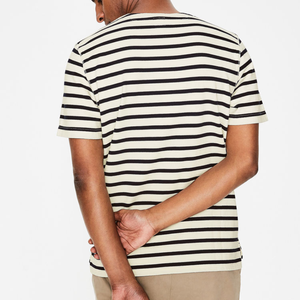 Men’s <b>Black</b> and <b>White</b> <b>Striped</b> T-<b>Shirt</b>, Short Sleeve Horizontal Stripe Casual Crew Neck Tee, Navy Stripe Summer Top - Product Image 5