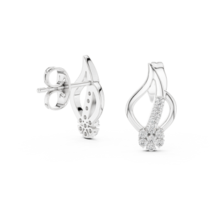 Luxury Vintage Silver IGI Certified Floral Diamond <b>Stud</b> <b>Earrings</b> Womens Minimalist Engagement & Wedding Gift <b>Fine</b> Jewelry - Product Image 2
