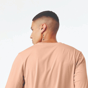 Men's <b>Peach</b> Long Sleeve <b>T</b>-<b>Shirt</b> O-Neck Casual Regular Fit Solid Color 100% Cotton Knitted Blank Design - Product Image 4