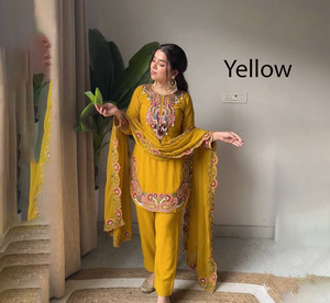 Hermoso Traje Pakistaní para Mujer, Salwar Kameez Estilo Dhoti, Preparado para Usar, Atuendo Tradicional Indio para Bodas, Especial para Eid y Ramadán - Product Image 1