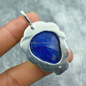 Colgante de Plata de Ley 925, joyería de piedras preciosas de zafiro azul, colgante único hecho a mano, joyería de plata, regalo para ella - Product Image 2