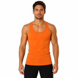 Camiseta sin mangas de algodón acanalado para hombre, cuello redondo, para entrenamiento atlético, culturismo, gimnasio, ropa deportiva suave, venta al por mayor - Product Image 1