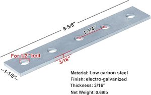 Plaques de raccordement MISA à 5 trous pour profilés en U de 1-5/8 po, supports de connexion plats robustes, épaisseur 3/16 po - Product Image 3