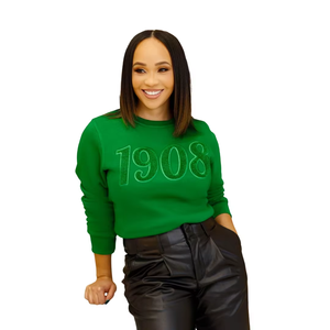 Sweat-shirt d'hiver en molleton 100% coton anti-rétrécissement, imprimé logo chenille, vert, doux et de qualité supérieure, pour Sororité grecque - Product Image 3