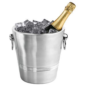 Seau à glace en acier inoxydable pour le refroidissement du vin et de la bière lors de fêtes, design minimaliste rond - Product Image 5