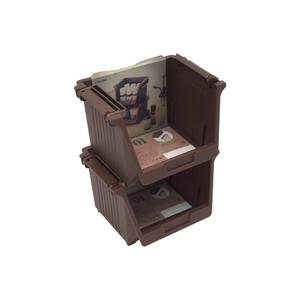 Inomata piccolo portaoggetti in plastica marrone a 2 livelli durevole e pratico Set di contenitori e scatole - Product Image 1