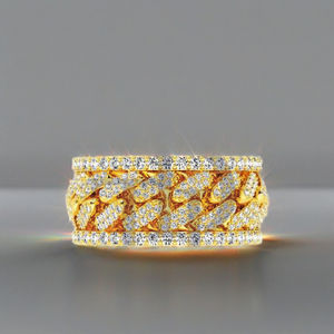 Anillo de Diamantes Hip Hop para Hombre, Anillo Ancho de Lujo con Incrustaciones de Diamantes, Elaborado en Plata de Ley 925, Oro Sólido de 10K o 14K - Product Image 6