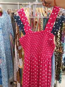 Vestido Kurti 100% Algodón con Estampado de Lunares, Elástico, sin Mangas, Estilo Boho Casual de Verano para la Playa o Resort, con Cintura Elástica, Cómodo - Product Image 5