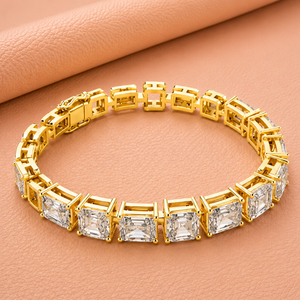Bracelet tennis en diamants taille princesse royal, plaqué argent, bijoux de luxe avec certification IGI et clarté VVS pour femme - Product Image 3