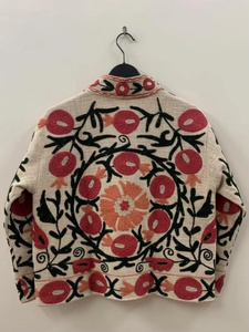 <b>Vintage</b> Inspired Suzani Embroidered Cotton <b>Bomber</b> <b>Jacket</b> with Handcrafted Artistic <b>Vintage</b> <b>Jacket</b> - Product Image 2