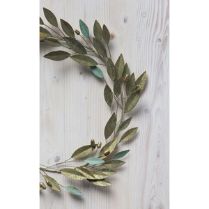 Artisan Metal Wreath Styled With Slender Distressed Gold Foliage And Subtle Green Verdigris Accents For A Timeless Elegant Look - Product Image 6