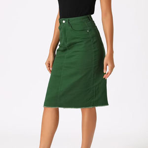 Jupes longues en jean droit pour femmes, taille haute, boutonnées et zippées, style streetwear, grandes tailles régulières et plus, design personnalisé - Product Image 2