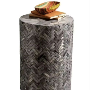 Mesa de Cajones con Incrustaciones de Hueso de ILAHI, Diseño Moderno con Detalles de Ágata, Almacenamiento de Tres Niveles, Mueble Portátil para el Hogar - Product Image 1