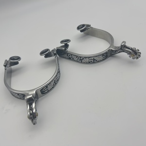 Espuelas Vaqueras Occidentales, Espuelas de Acero Inoxidable, con Rotación de Engranajes, con Patrones de Doble Cara - Product Image 4
