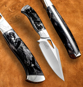 มีดทำมือ OEM แบบกำหนดเอง เหล็ก D2 สำหรับล่าสัตว์ ด้ามจับทำจากกระดูก ใบมีดแบบ Fixed Blade สำหรับตั้งแคมป์ กิจกรรมกลางแจ้ง และพกพาประจำวัน พร้อมปลอกหนัง ของขวัญ - Product Image 1
