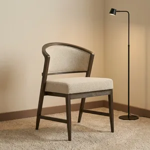 Chaise de salle à manger Anne, écologique, réglable, style mid-century modern, rembourrée, structure en bois, assise en coton, ton beige, design de mobilier pour la maison - Product Image 4