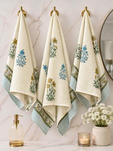 Indian Manufactured <b>Waffle</b> Towel Set 1 Bath + 2 Hand Towels Premium Soft Absorbent Towels for Spa Hotel Available At Wholesale - Product Image 3