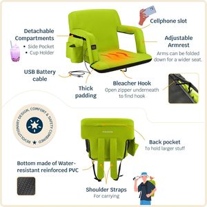 <b>Heated</b> Reclining Stadium Seat with <b>Back</b> Support <b>for</b> Bleachers - Product Image 4