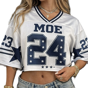 Jersey de Fútbol Americano para Mujer, Estilo Streetwear, con Logotipo Personalizado, Malla Corta, Talla Grande, Calidad Premium, Fabricante al por Mayor, OEM - Product Image 2