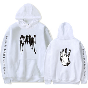 Sudadera con Capucha Rosa Unisex con Estampado de Revenge y Gráfico de Mano, Estilo Urbano, Corte Holgado, para Otoño - Product Image 3