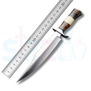 Cuchillo Bowie de Caza OEM Personalizado Hecho a Mano de Acero D2, con Mango de Hueso Teñido, Hoja Fija, para Camping, Aire Libre y EDC, con Funda de Cuero - Product Image 6