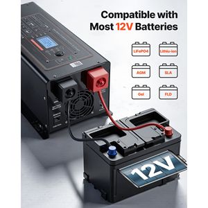 Inverter a Onda Sinusoidale Pura da 2000W con Caricatore, Uscita 12kW, da 12V DC a 120V AC, Display LCD, Telecomando, Bassa Frequenza, GFCI - Product Image 4