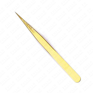 4 <b>Pc</b> Gold Stainless Steel Eyelash Tweezers <b>Set</b> with Fiber Tips Professional Precision Tools for Lash Extensions - Product Image 4