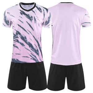 Maillots de football personnalisés avec nom d'équipe et numéro de joueur, sublimés, 100% polyester, anti-transpiration, manches courtes, taille élastique, colorés - Product Image 2