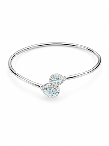 Brazalete de Aguamarina y Diamantes en Plata de Ley 92.5 KLSB-20686 - Product Image 2