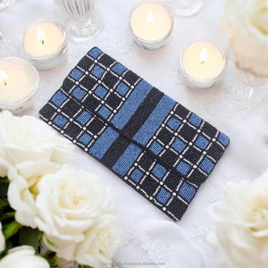 Bolso de Mano de Lujo con Cuentas Bordadas, Negro y Azul, Geométrico, con Perlas, Hecho a Mano, para Fiesta de Noche, Boda, Novia, Personalizado y Elegante - Product Image 4