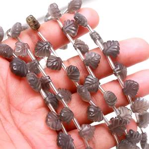 Cuentas de Piedra Lunar Gris Natural en Forma de Hoja, Talladas a Mano, para Joyería, 10-11MM, Cuentas de Piedra Lunar Natural de 8 Pulgadas - Product Image 3