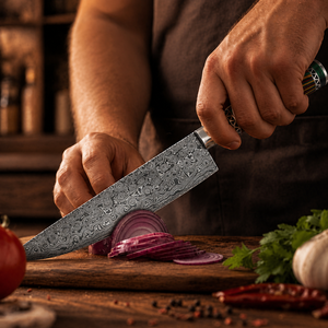 Custom Handmade Chef <b>Knife</b> Damascus Steel Wood Handle Leather Sheath 8-9.9in Blade Ambidextrous Modern Design Extra <b>Sharp</b> - Product Image 5